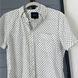 Rails linen bleu fleurs slim fit